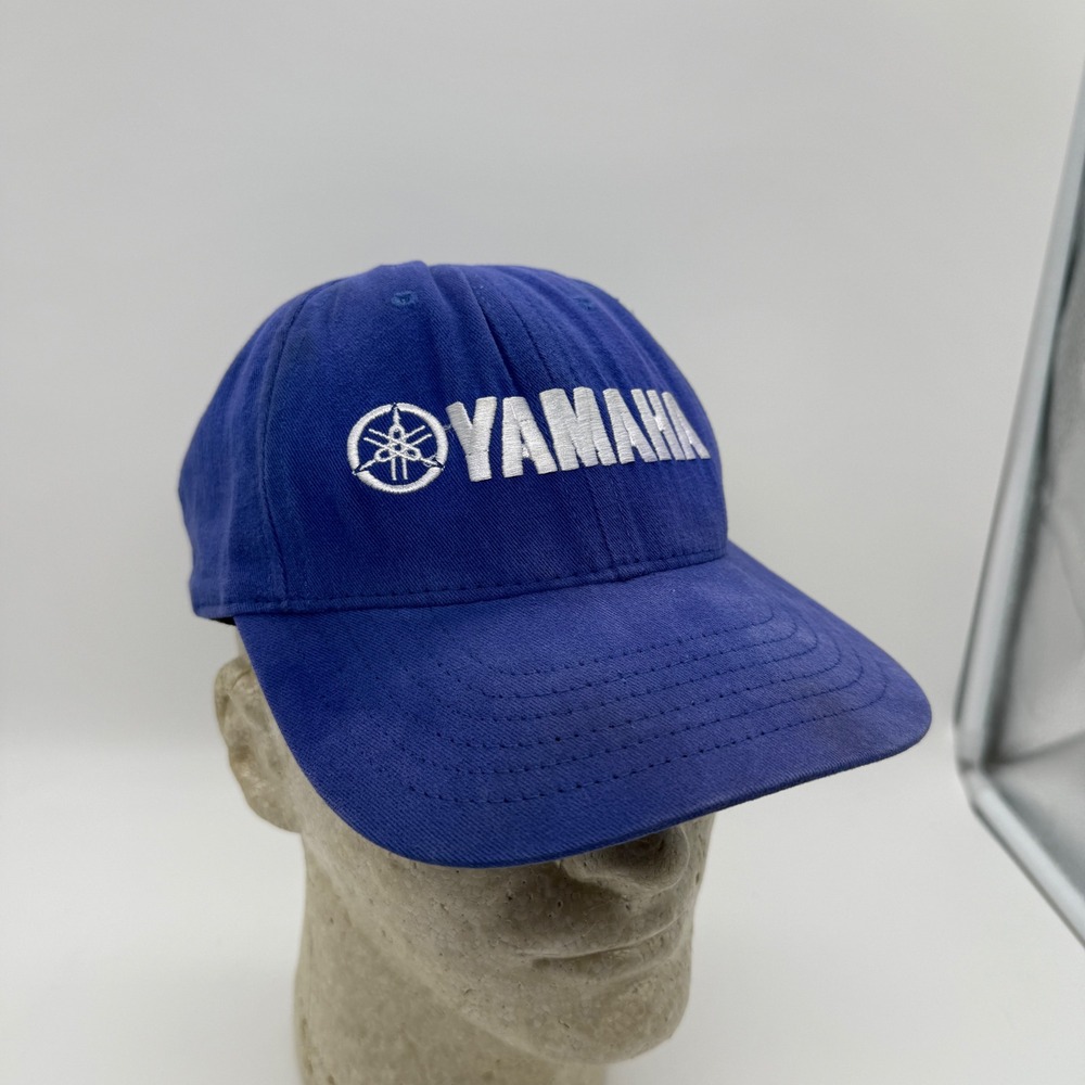 Vintage Yamaha Motorsports Snapback Hat Blue Embroidered Racing Cap Made in USA